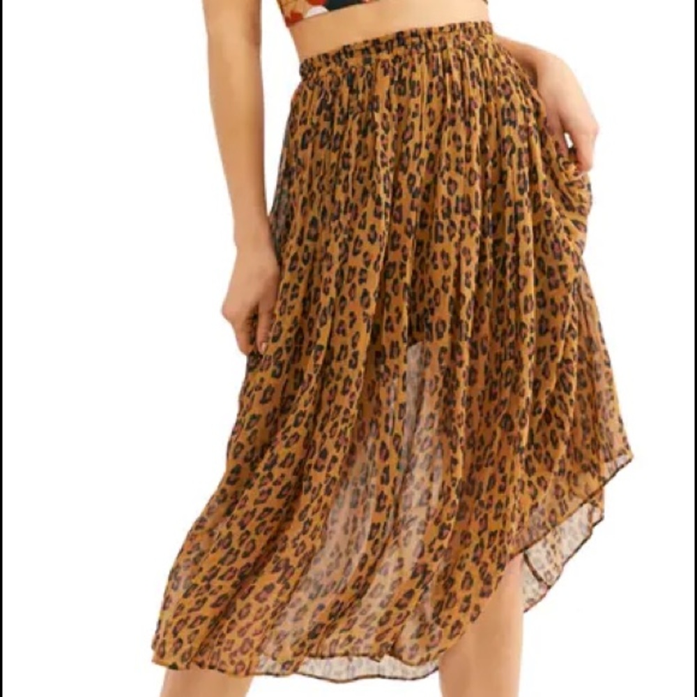 Free People Lydia Leopard Maxi Skirt Size Small